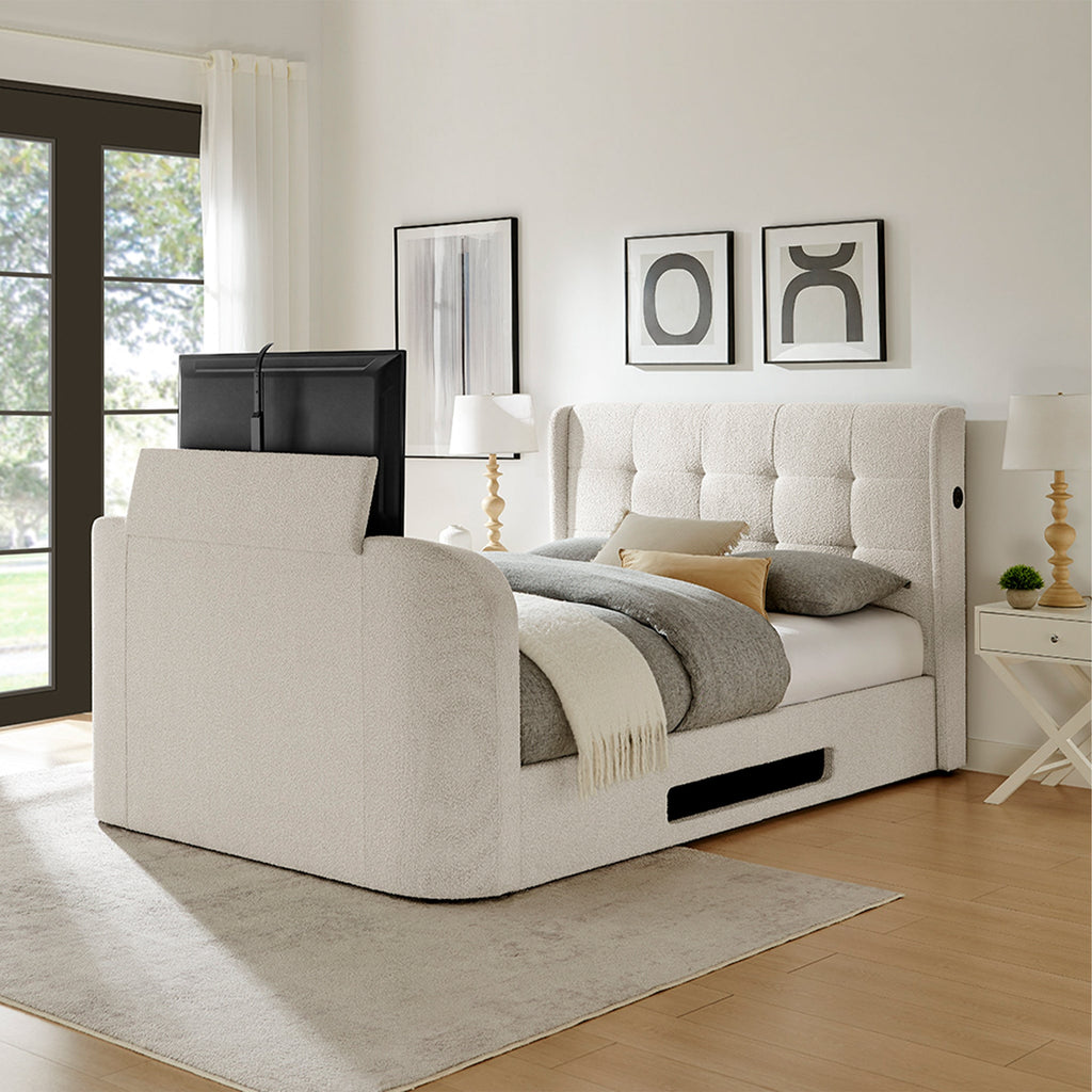 Lit TV rembourré Koble Wafer Boucle