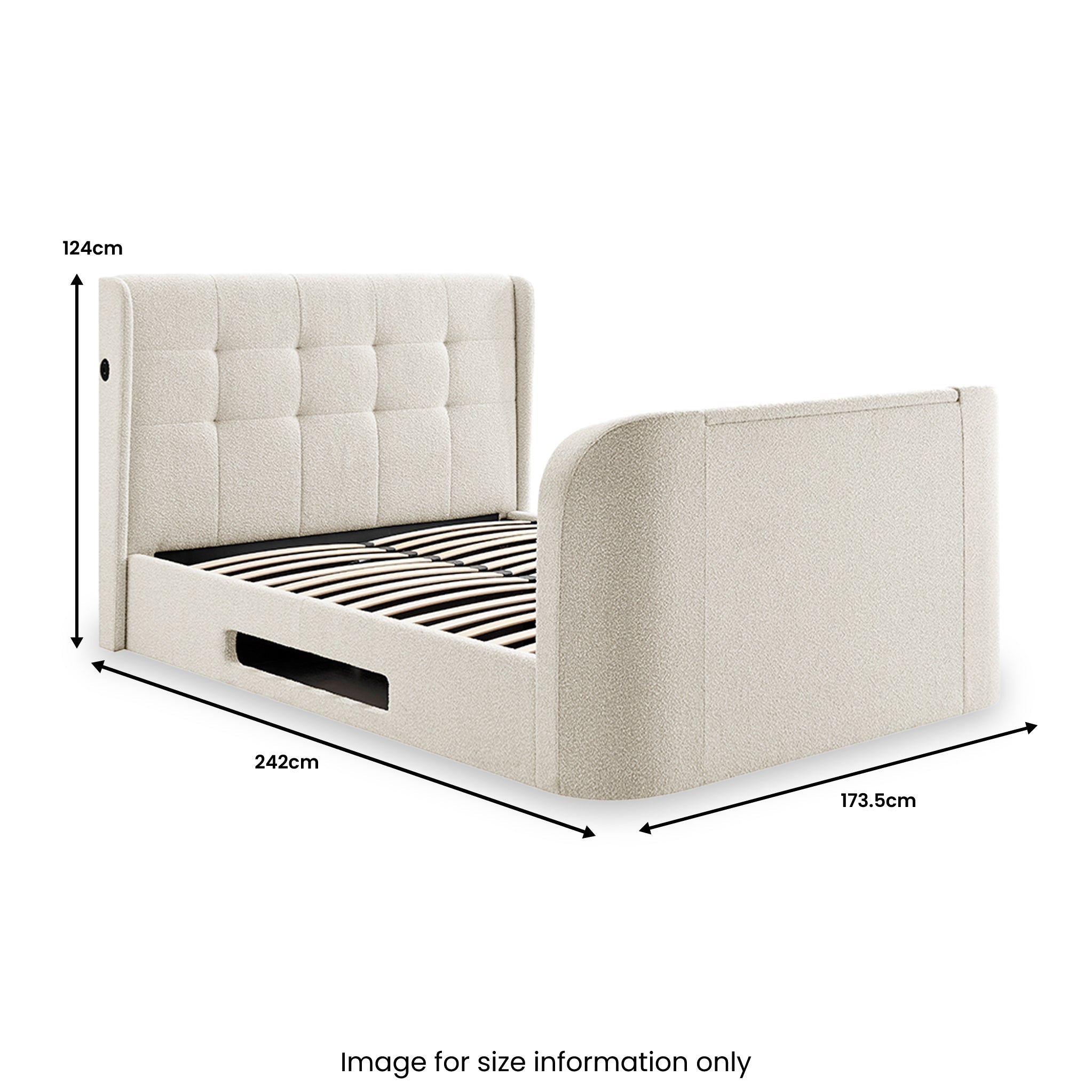 Lit TV rembourré Koble Wafer Boucle