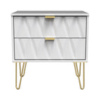 Meuble utilitaire Geo à 2 tiroirs avec pieds en épingle à cheveux dorés