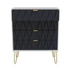 Commode Geo à 4 tiroirs avec pieds en épingle à cheveux dorés