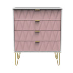 Commode Geo à 4 tiroirs avec pieds en épingle à cheveux dorés