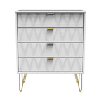 Commode Geo à 4 tiroirs avec pieds en épingle à cheveux dorés