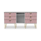 Buffet Geo à 6 tiroirs avec pieds en épingle à cheveux dorés