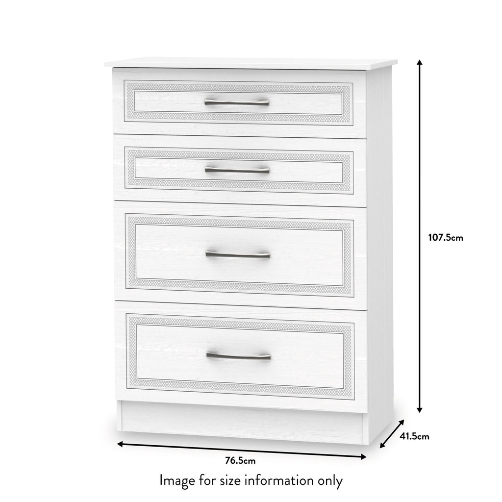 Commode profonde Killgarth blanche à 4 tiroirs 