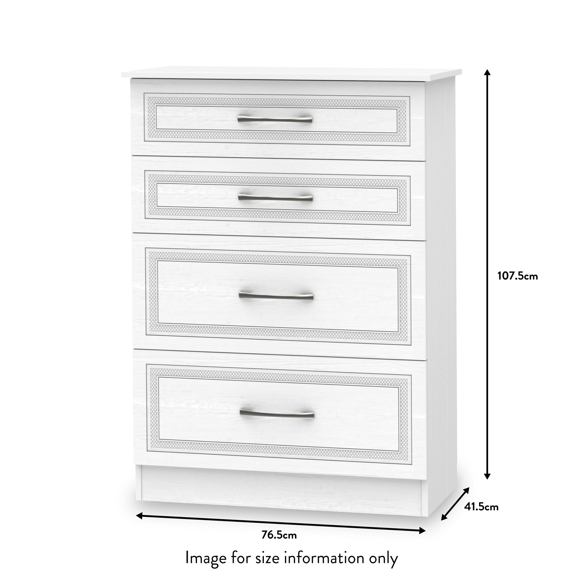 Commode profonde Killgarth blanche à 4 tiroirs 