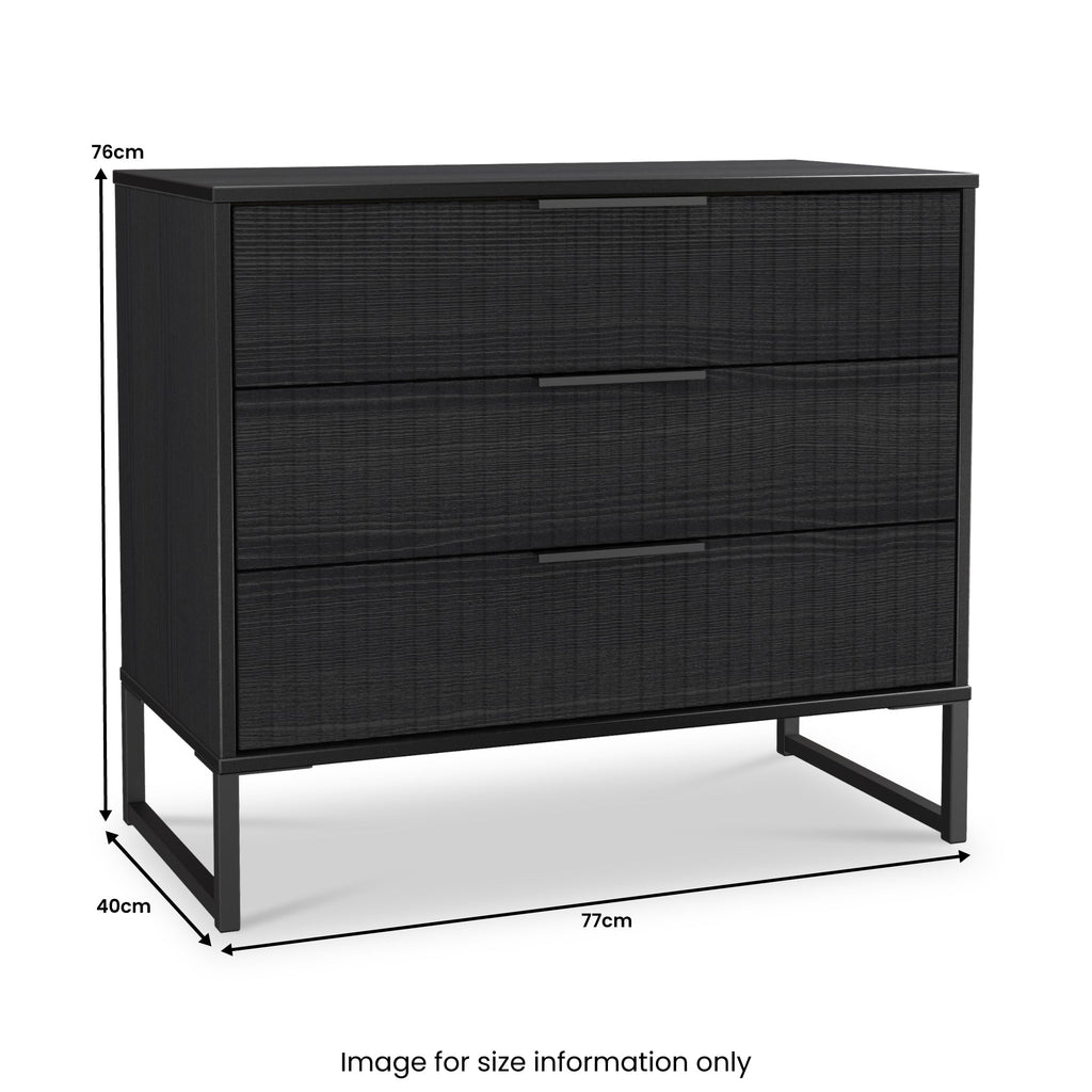 Commode large à 3 tiroirs cannelés Callo