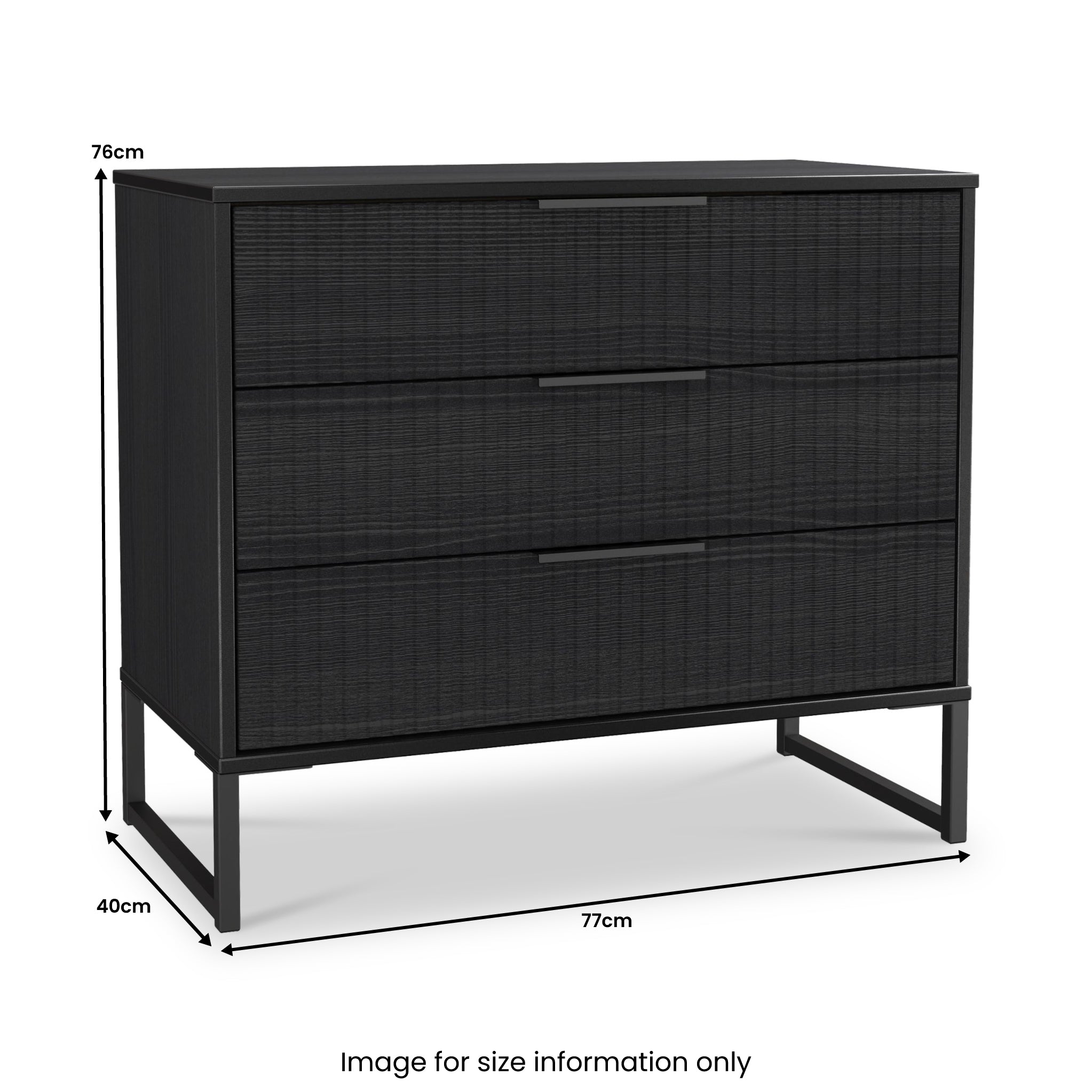 Commode large à 3 tiroirs cannelés Callo