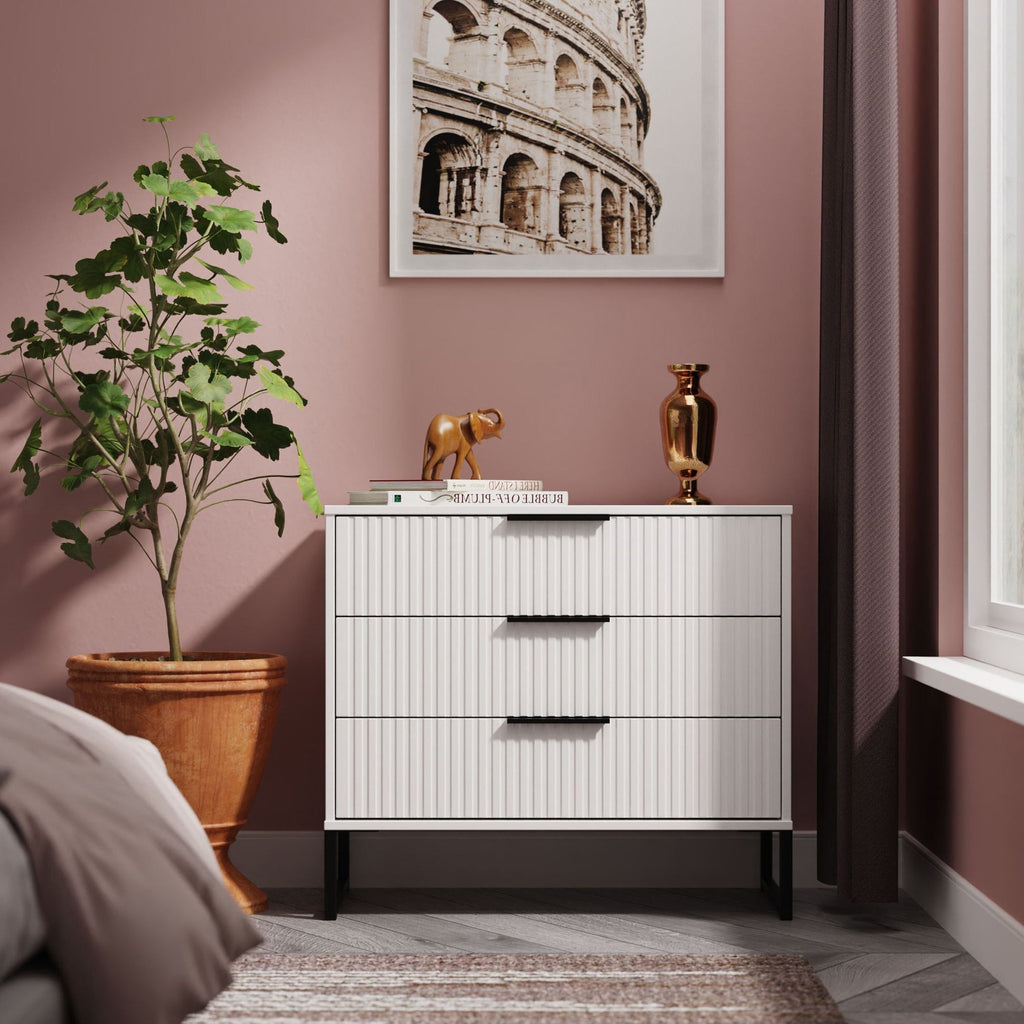 Commode large à 3 tiroirs cannelés Callo