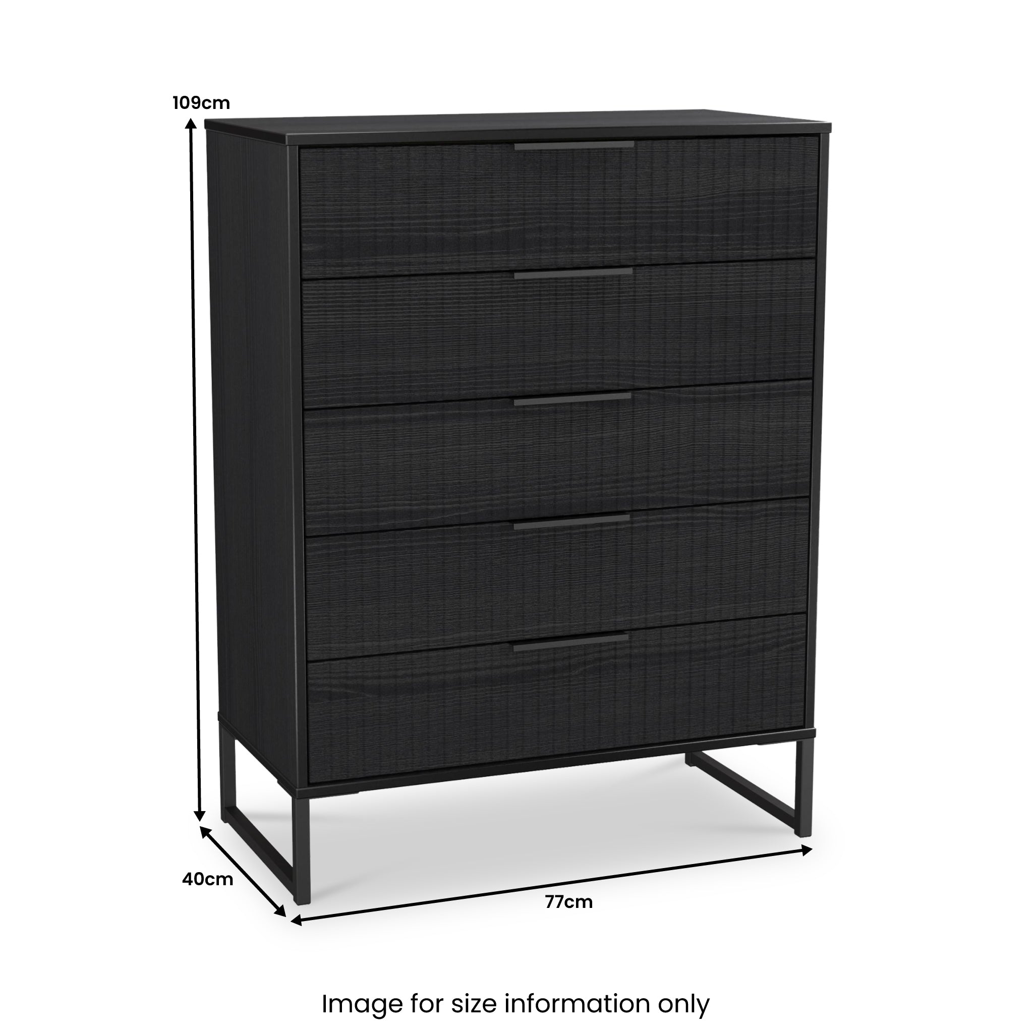 Commode Callo à cinq tiroirs cannelés