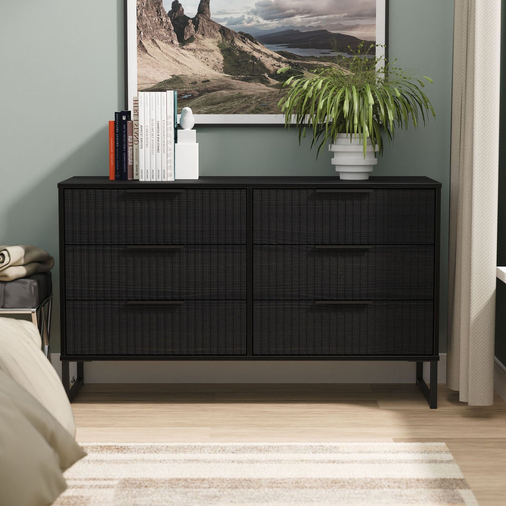 Commode large Callo cannelée à 6 tiroirs