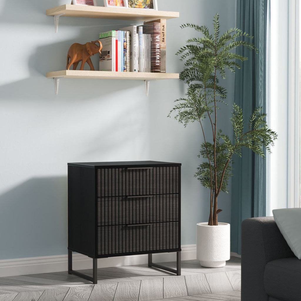 Commode à trois tiroirs cannelée Callo