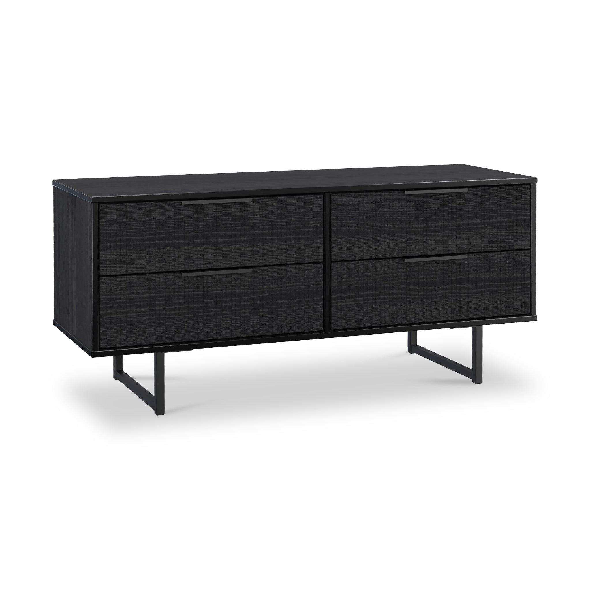 Meuble de rangement bas à 4 tiroirs cannelés Callo