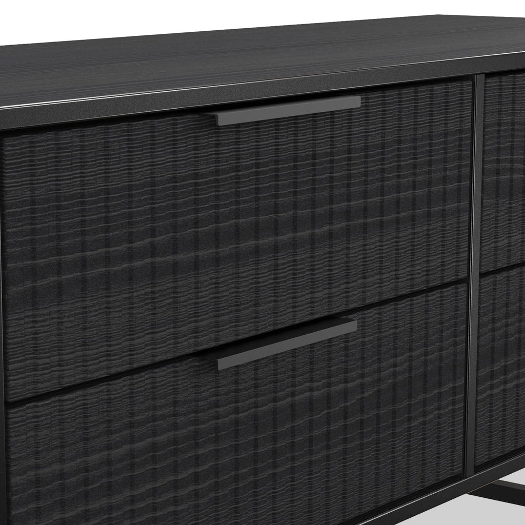 Meuble de rangement bas à 4 tiroirs cannelés Callo