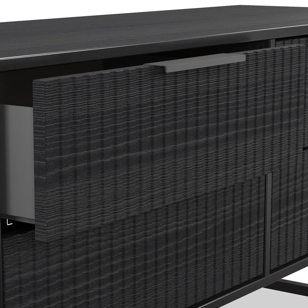 Meuble de rangement bas à 4 tiroirs cannelés Callo