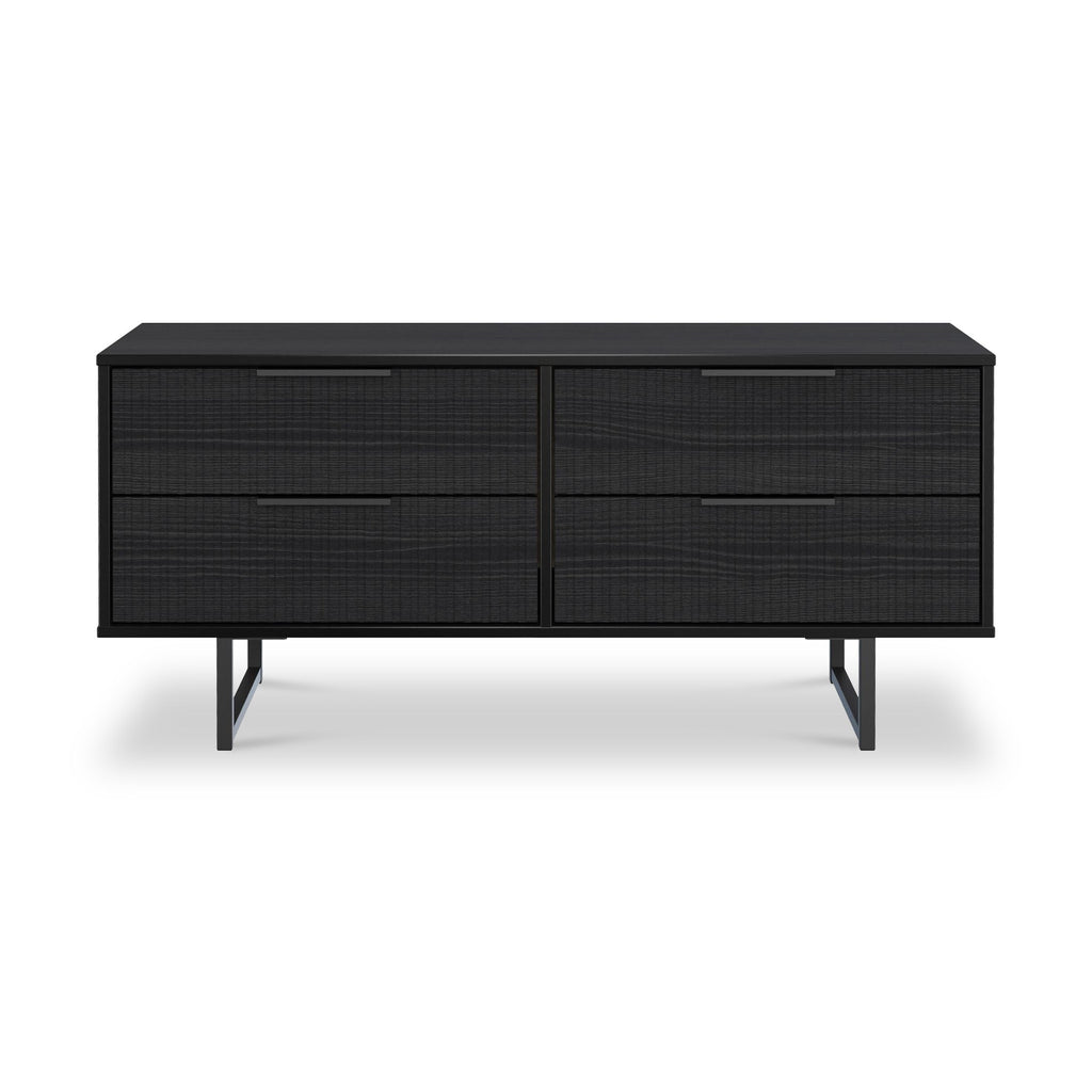 Meuble de rangement bas à 4 tiroirs cannelés Callo