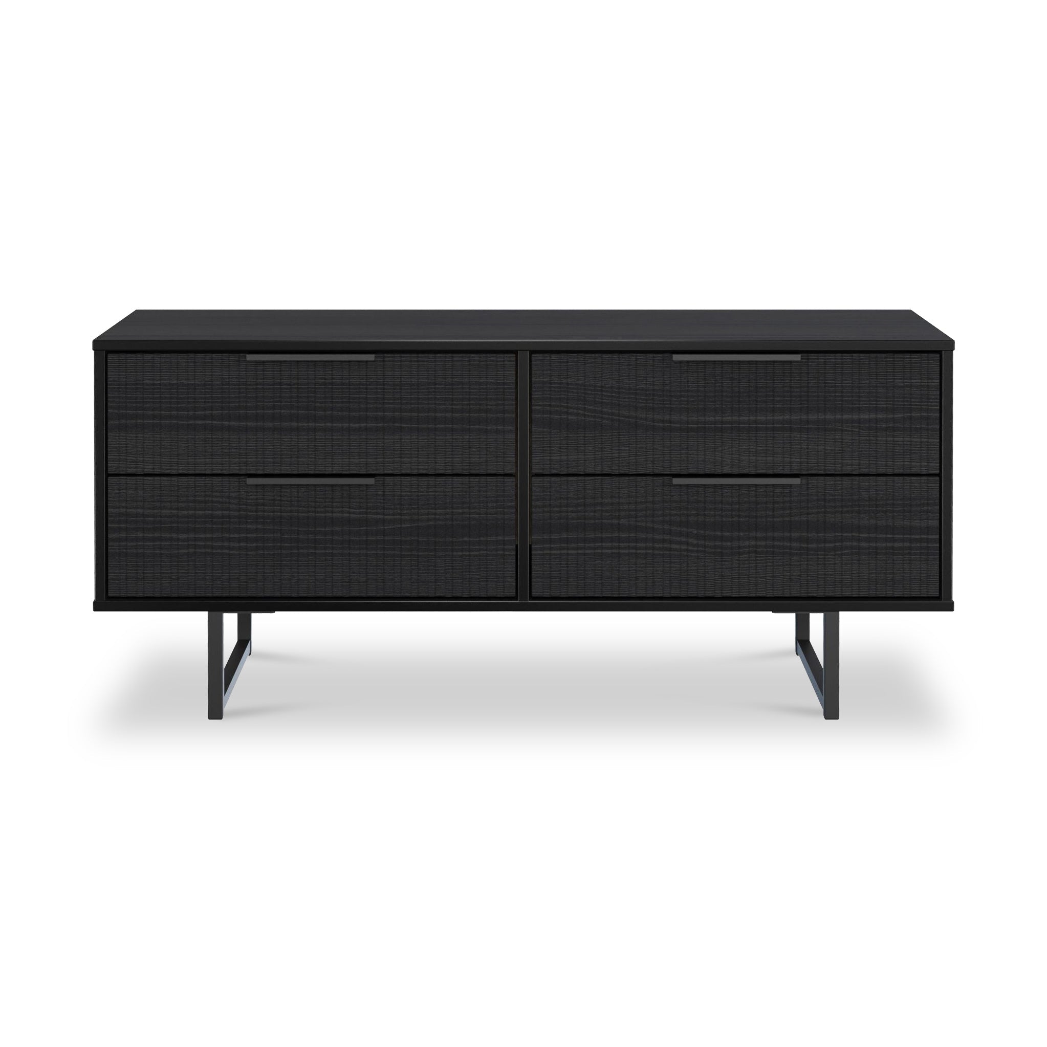 Meuble de rangement bas à 4 tiroirs cannelés Callo