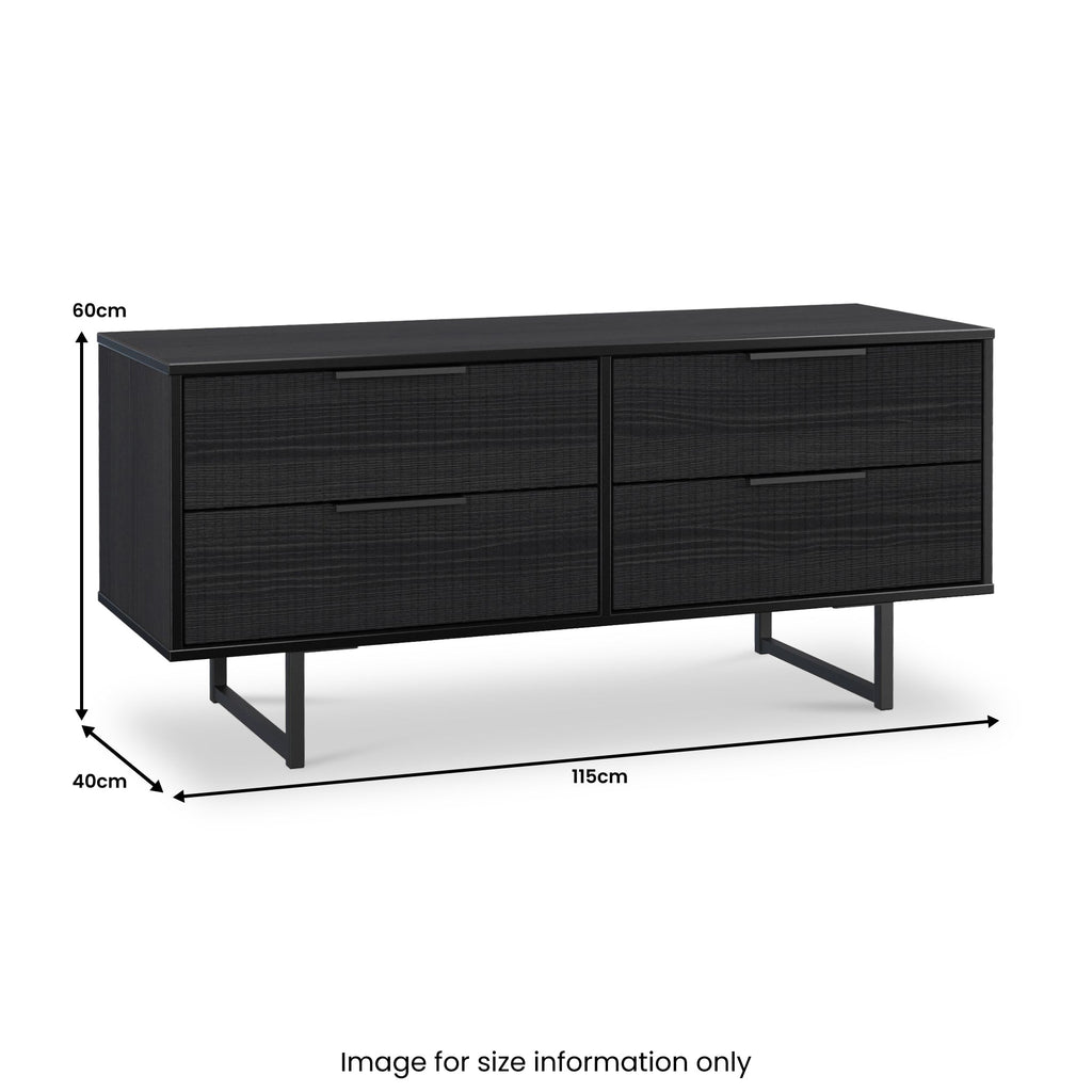 Meuble de rangement bas à 4 tiroirs cannelés Callo