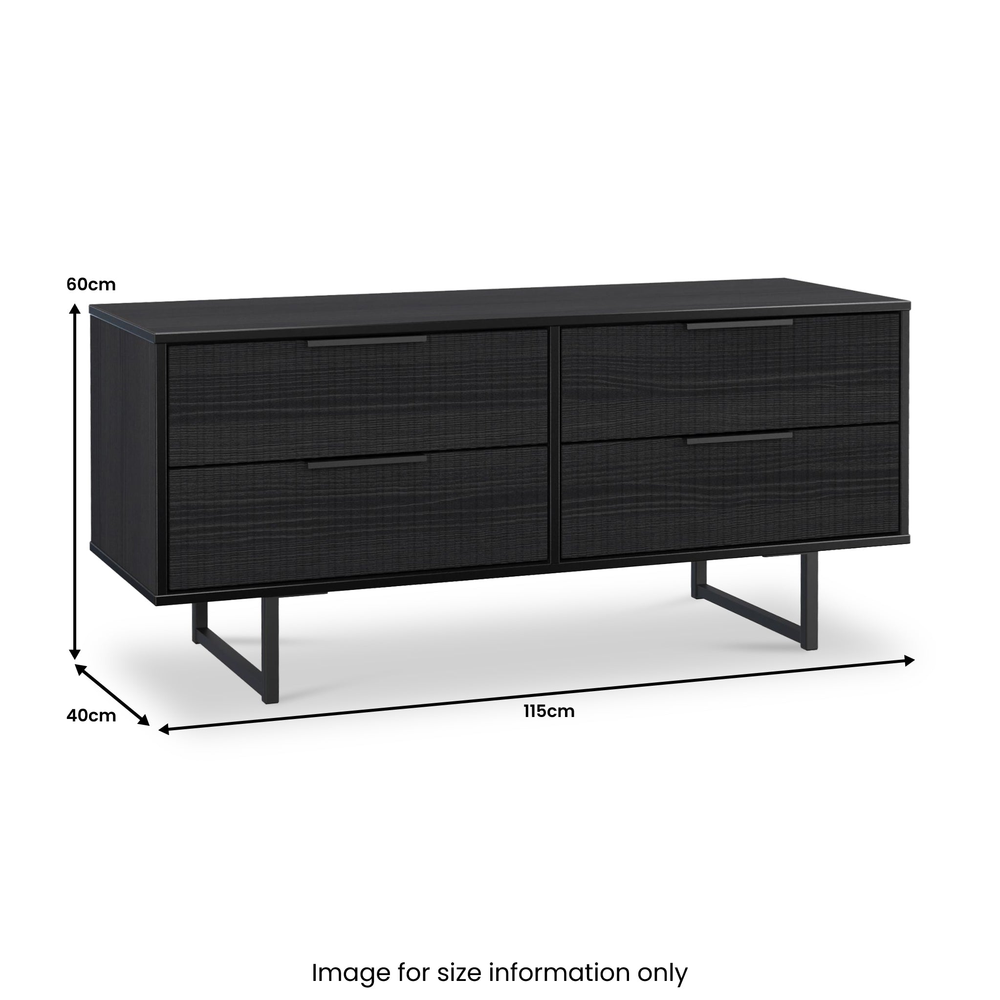 Meuble de rangement bas à 4 tiroirs cannelés Callo