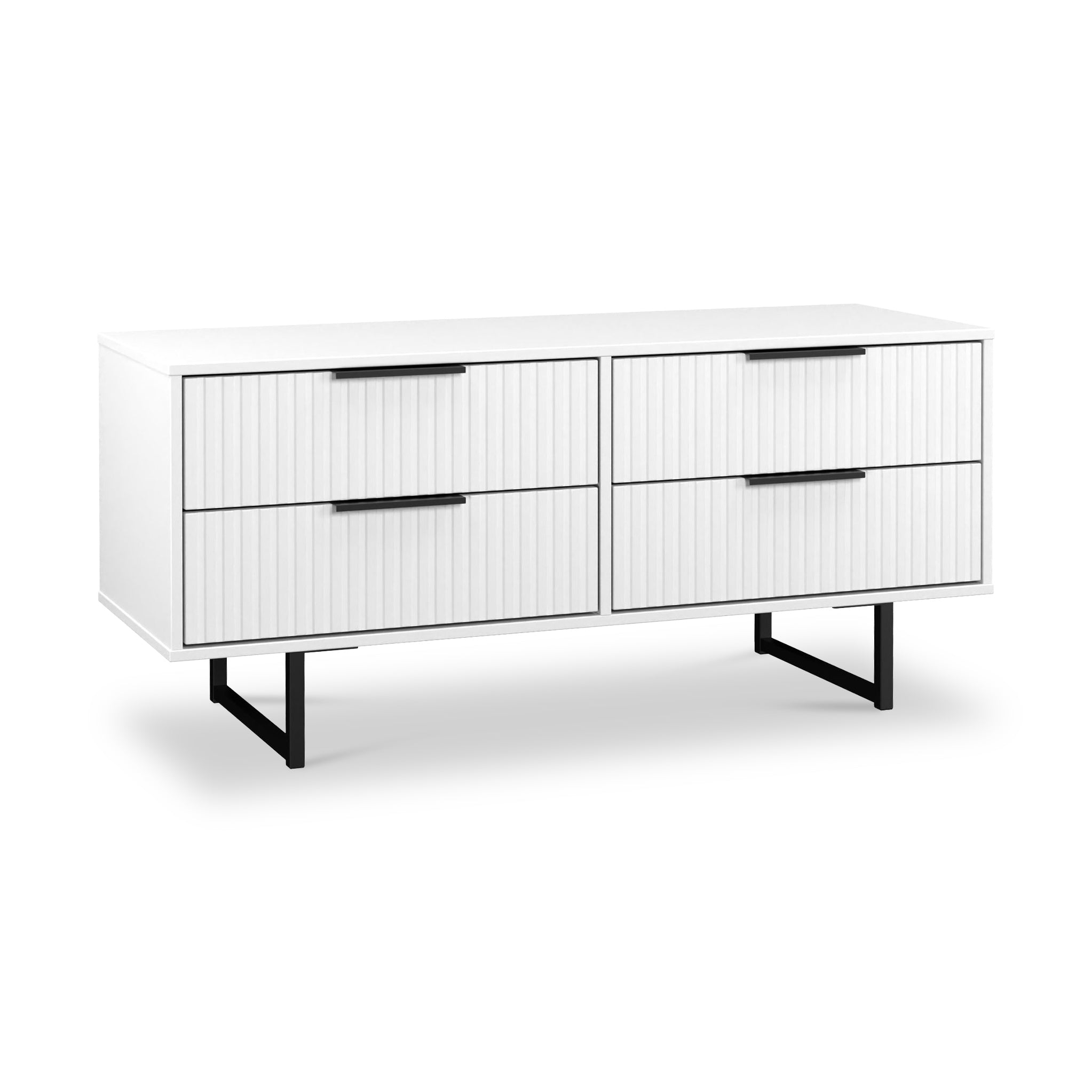 Meuble de rangement bas à 4 tiroirs cannelés Callo