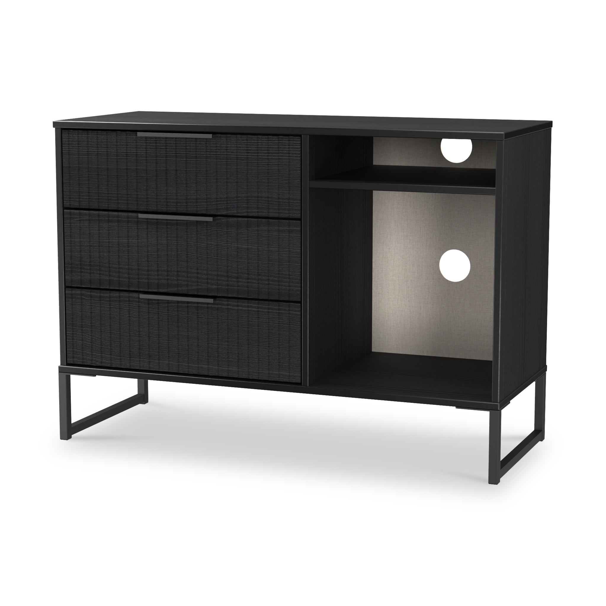 Meuble TV Callo cannelé à 3 tiroirs