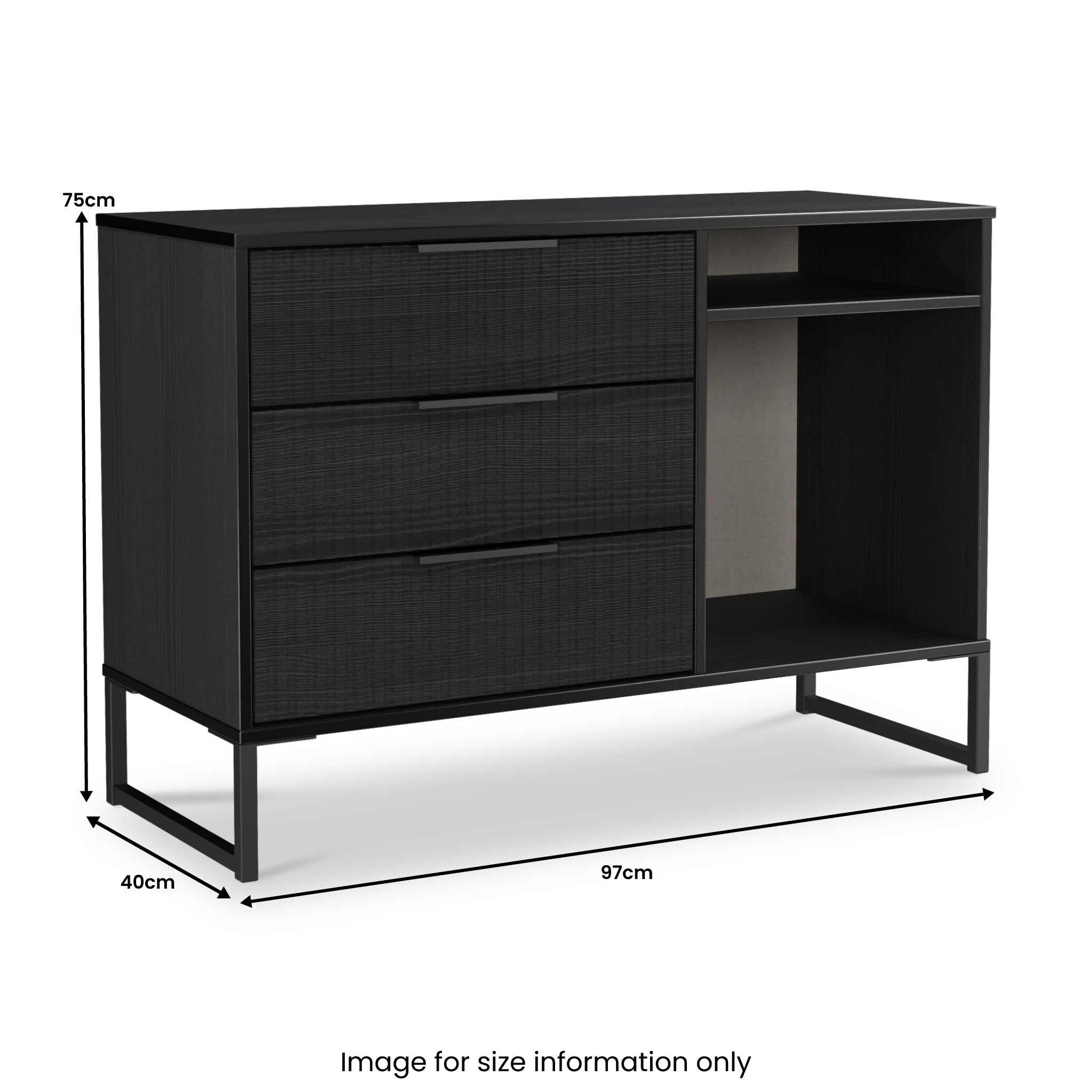 Meuble TV Callo cannelé à 3 tiroirs