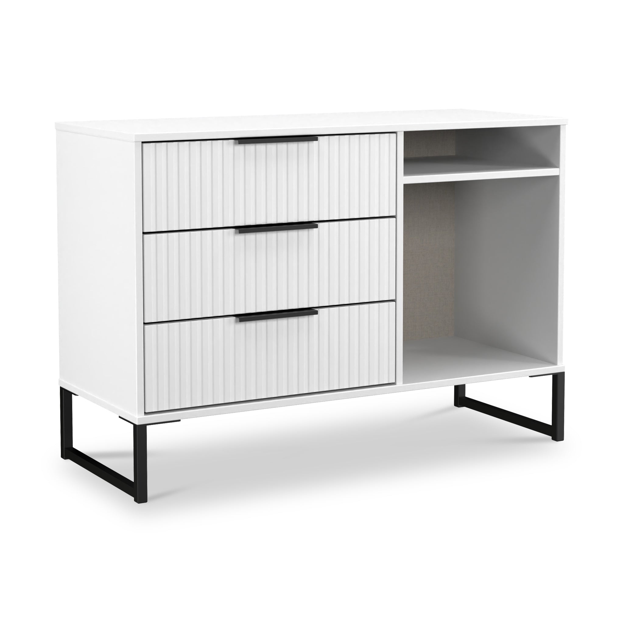 Meuble TV Callo cannelé à 3 tiroirs