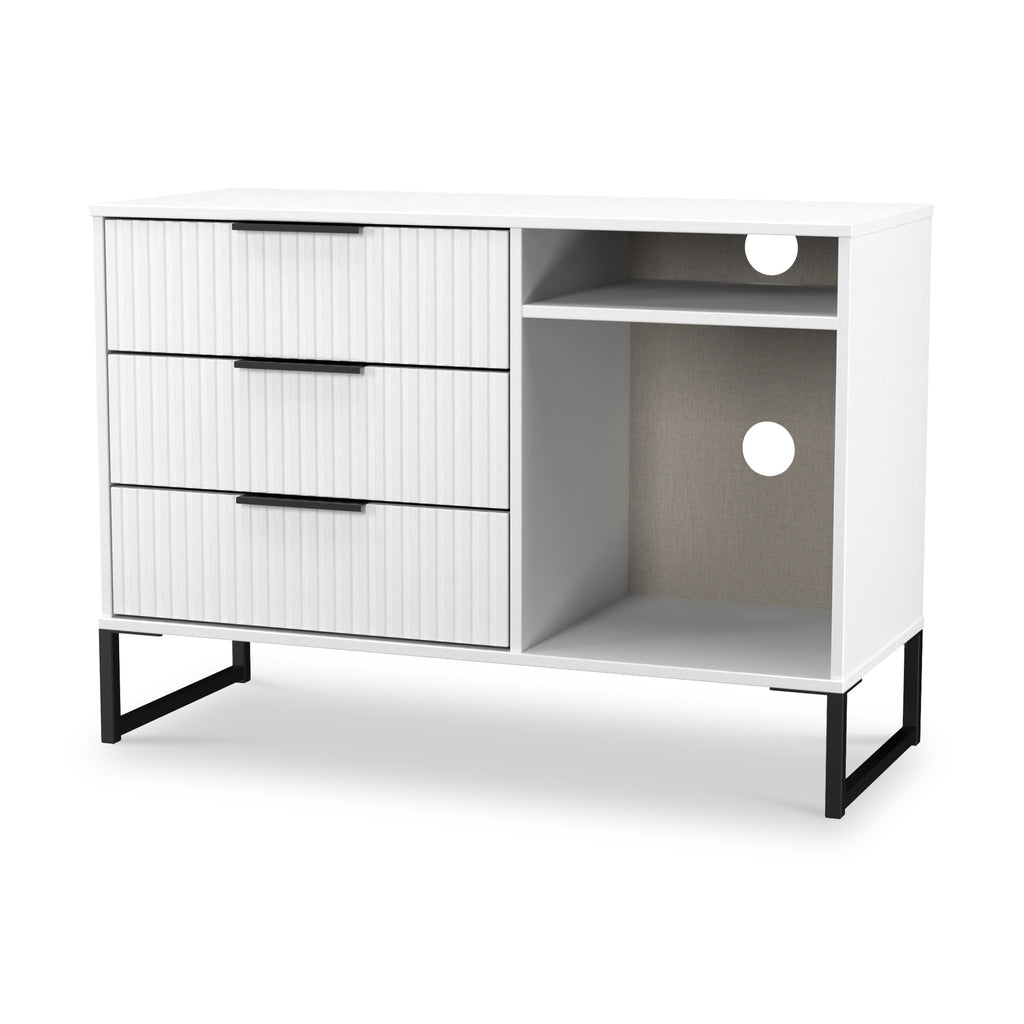 Meuble TV Callo cannelé à 3 tiroirs