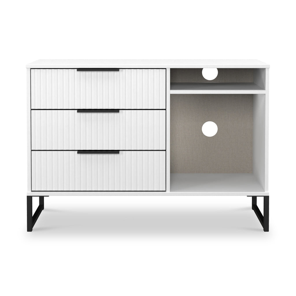 Meuble TV Callo cannelé à 3 tiroirs