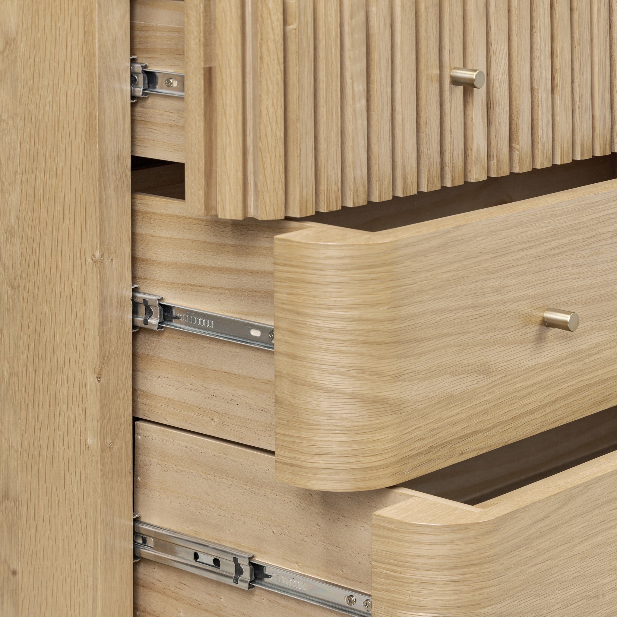 Commode à trois tiroirs en chêne à lattes Finch