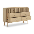 Commode large à 6 tiroirs en chêne à lattes Finch