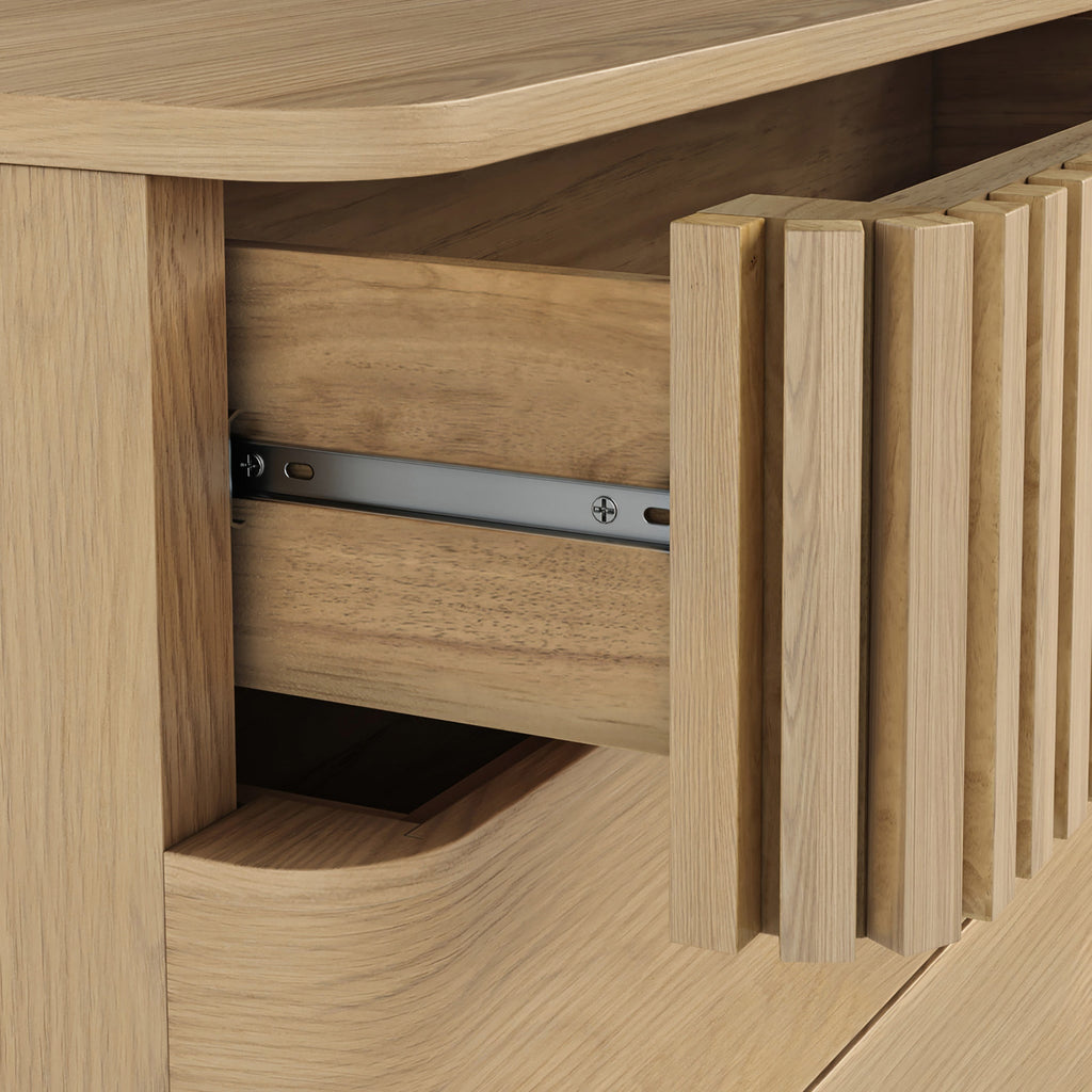 Commode large à 6 tiroirs en chêne à lattes Finch