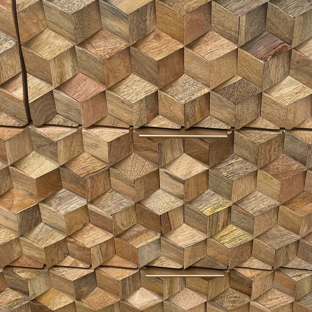 Commode Enzo géométrique en bois de manguier à 4 tiroirs