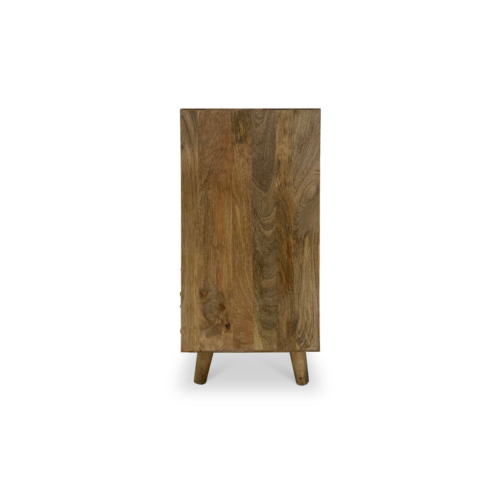 Commode Enzo géométrique en bois de manguier à 4 tiroirs