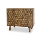 Buffet Enzo géométrique en bois de manguier à 2 portes