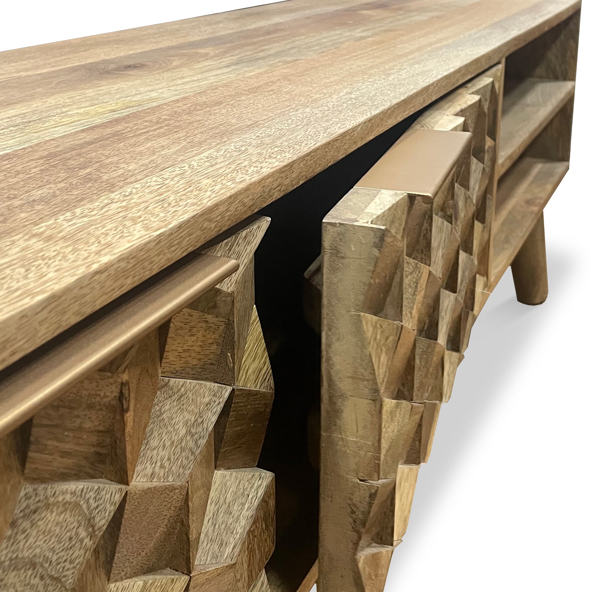 Meuble TV Enzo Geometric en bois de manguier