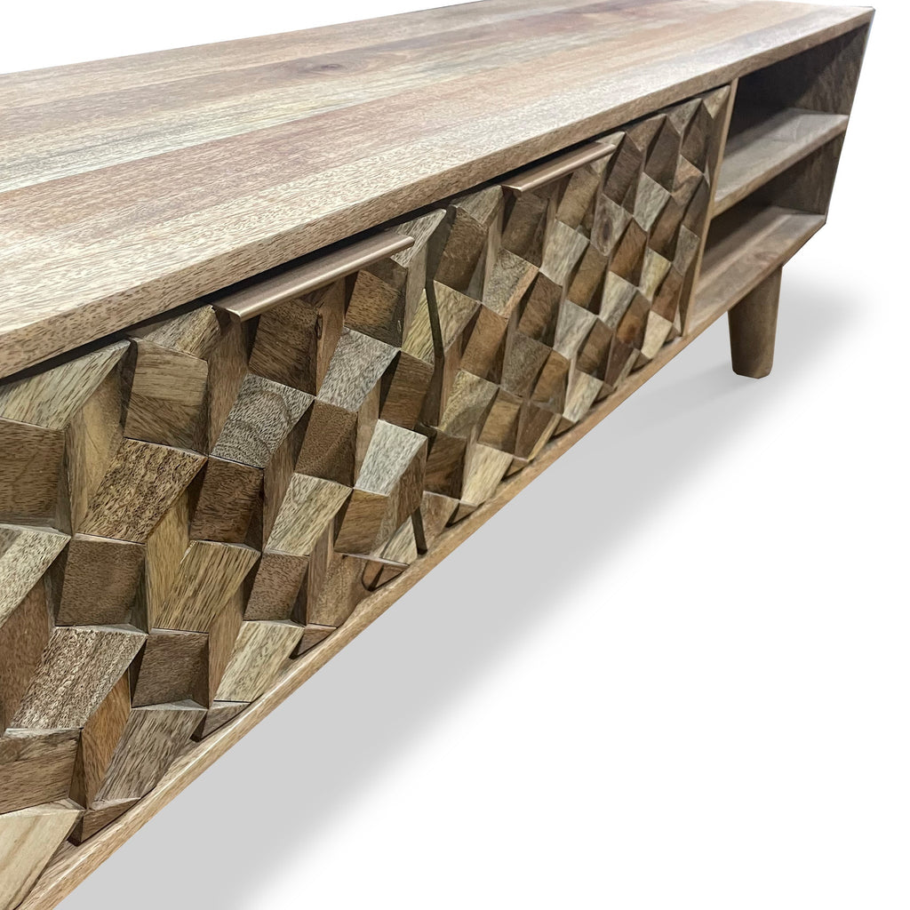 Meuble TV Enzo Geometric en bois de manguier
