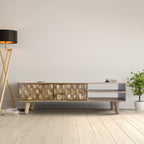 Meuble TV Enzo Geometric en bois de manguier