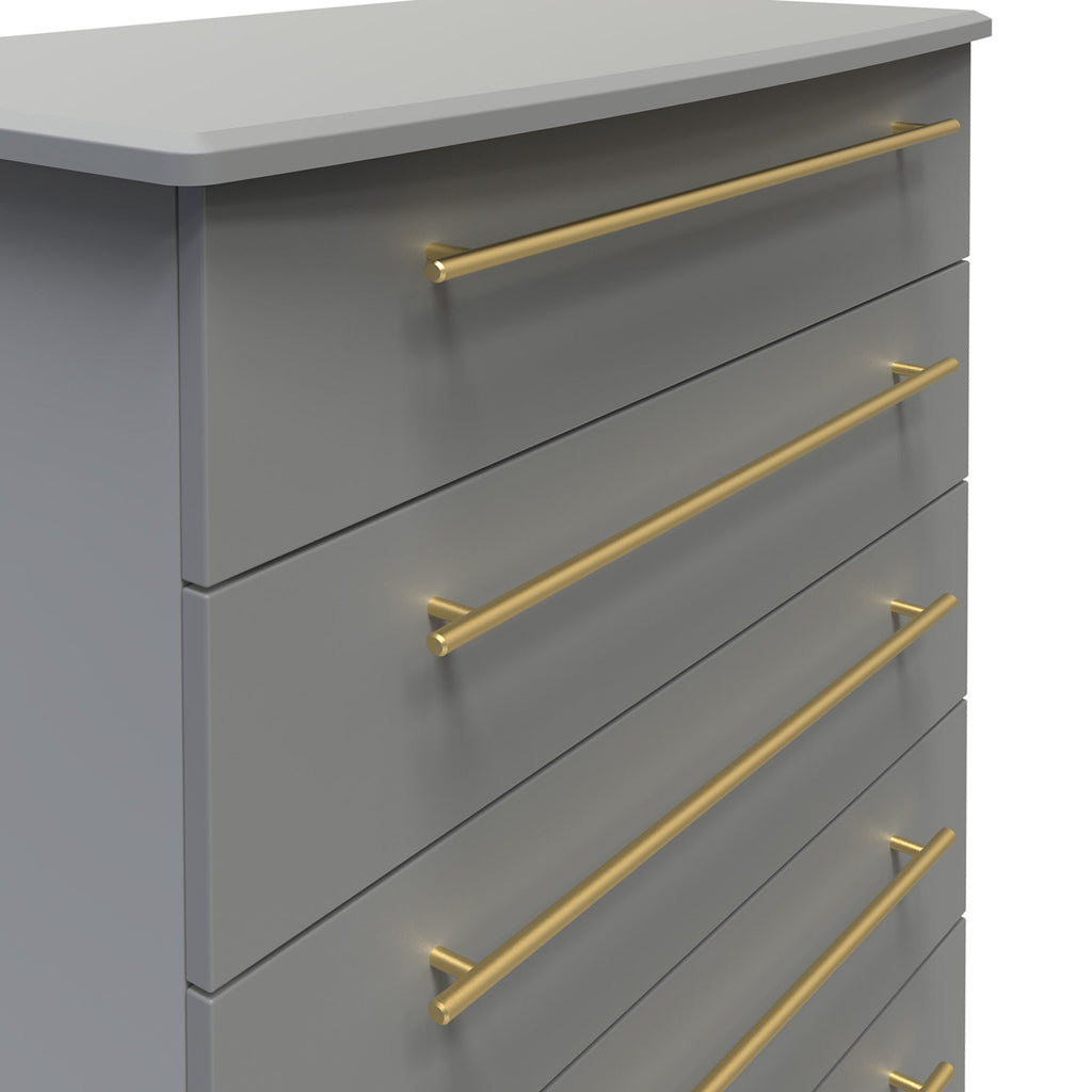Commode Bramham grise à 5 tiroirs