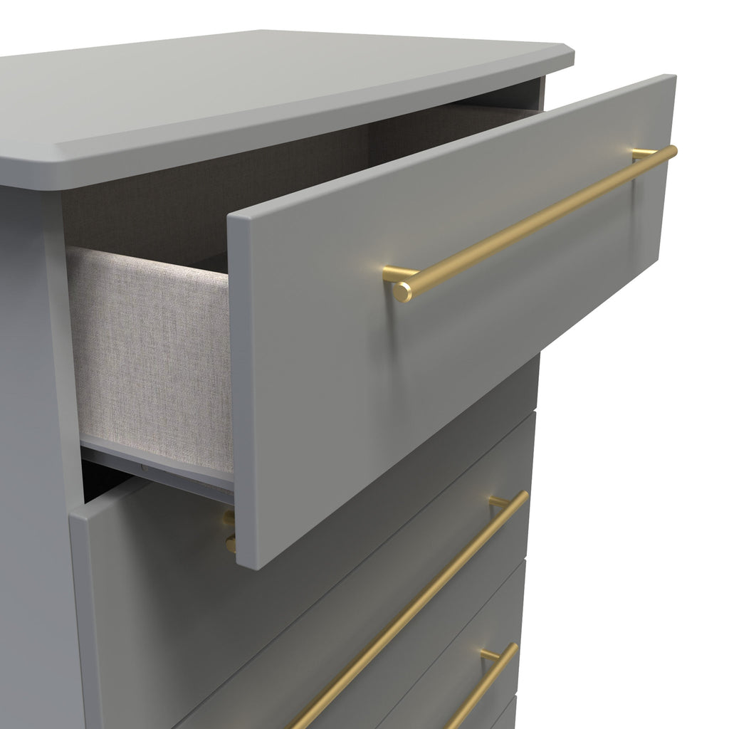Commode Bramham grise à 5 tiroirs