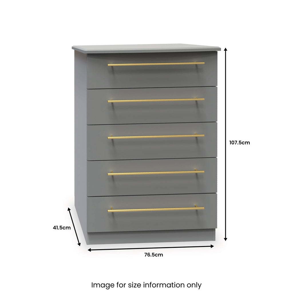 Commode Bramham grise à 5 tiroirs
