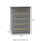 Commode Bramham grise à 5 tiroirs