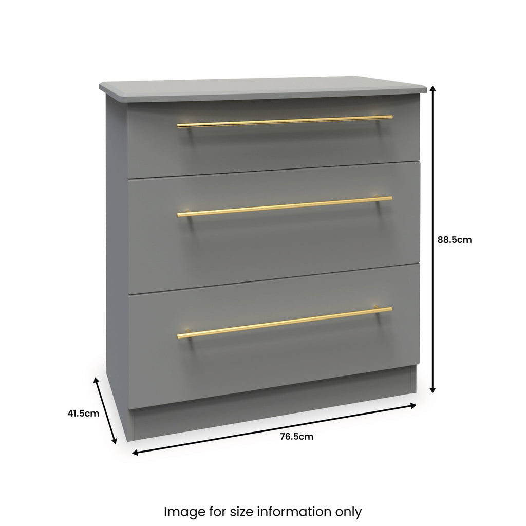 Commode profonde à 3 tiroirs Bramham grise
