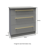 Commode profonde à 3 tiroirs Bramham grise