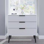 Commode Asher blanche à 3 tiroirs avec pieds noirs