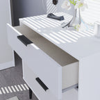 Commode Asher blanche à 3 tiroirs avec pieds noirs