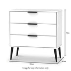 Commode Asher blanche à 3 tiroirs avec pieds noirs