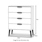 Commode Asher blanche à 4 tiroirs avec pieds noirs