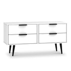 Meuble de rangement bas Asher blanc à 4 tiroirs avec pieds noirs