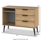 Meuble TV Asher en chêne clair à 3 tiroirs avec pieds noirs