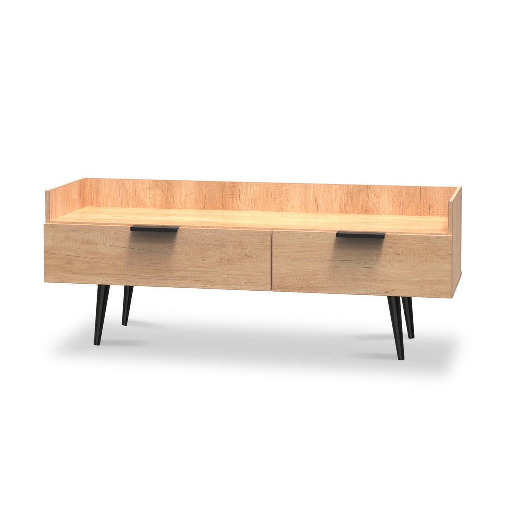Meuble TV Asher en chêne clair avec pieds noirs